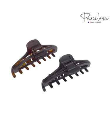 Parcelona French Slim Small Tortoise Shell Celluloid Hair Claw Clip - Brown/Black - Buy Online on GoSupps.com