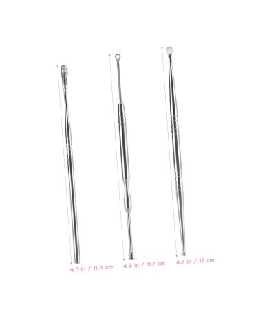 Ear Spoon 3pcs Limpiador De Oidos Ear Scoop Earmuffs Ear Wax Removal Tool Ear Wax Cleaner Wax Remover Set Stainless Steel Ear Suit Set Silver Stainless Steel Ear Suit