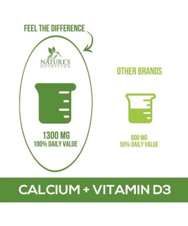 Nature's Calcium 1300mg + 800 IU Vitamin D3 | Bone & Immune Support | Non-GMO | 60 Tablets - Buy Online on GoSupps.com