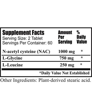 Daily Manufacturing Glutathio-Lean - Non-GMO NAC L-Glycine & L-Leucine - 120 Tablets for Optimal Health - Buy Online on GoSupps.com