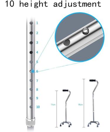 Cane Crutches four-legged Cane walker multi-function thick aluminum alloy anti-skid height ten-speed adjustable crutches (B) Selfless dedication - Buy Online on GoSupps.com