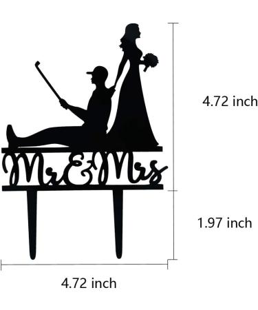 Black Mr and Mrs Wedding Cake Topper Golf Theme Wedding Bridal Shower or Anniversary Cake Topper (Golf) - Buy Online on GoSupps.com