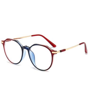 Koosufa round reading glasses with blue light filters women Men Men Fashion Working Frame Ultra Light Computer Anti Blue Lights Reading Brille anti-fatigue reading aid with strength 0.0 0.5 1.5 2.0 2.5 3.5 4.0 1x Balu-red 3.0 x