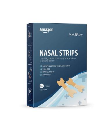 Amazon Basic Care - Snoring Congestion Relief Nasal Strips Medium Size - 60 Strips 60 Count (Pack of 1)