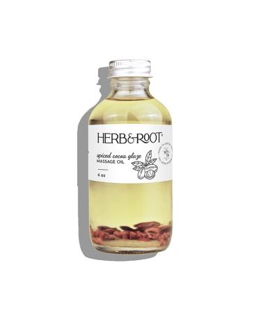 Herb & Root Edible Cocoa Flavored Massage Oil with Warming Cinnamon Spice | Body Oil | 4oz… (Spiced Cocoa Glaze- Old- FBA)