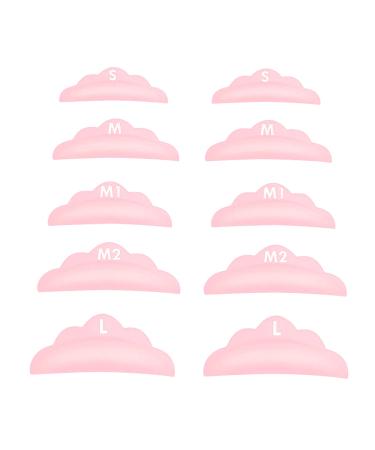 Libeauty Lash Lift Pads  Eyelash Perm Rods  DIY Eyelash Lift Pads  Lash Curling Tool Lash Lifting at Home 10 Pcs Pink Pads 5 Size SMM1M2L Reusable Soft Silicone Shields (PINK-10PCS)