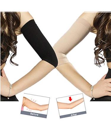 Arm Slimming Shaper - 2 Pairs Compression Sleeves for Women | Weight Loss Upper Arm Fat Reduction - All Black - Buy Online on GoSupps.com