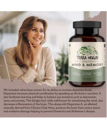 TERRA ORIGIN Healthy Mind and Memory Support Supplement | Cognitive Memory Matrix | Nootropic CDP Bacopa L-Tyrosine Huperzine A Ginko B12 | Non GMO Gluten Free Dairy Free | 30 Capsules - Buy Online on GoSupps.com