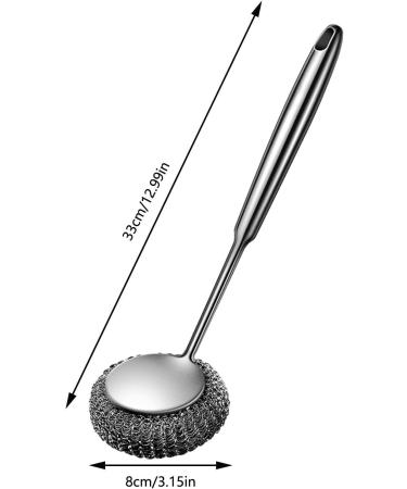 Stainless Steel Wool Scrubber Steel Scouring Pad with Long Handle 304 Steel Wool Scrubber for Kitchens Steel Wool Scrubber Pad with Strong Cleaning Ability for Pots Pans Grills and Sink 33*8cCm/12.99*3.15 inches - Buy Online on GoSupps.com