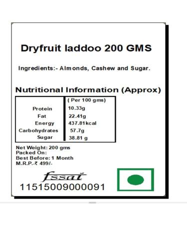 Jaiccha Ghasitaram Bhaidooj Gifts - Dryfruit laddoo 200 GMS - Buy Online on GoSupps.com