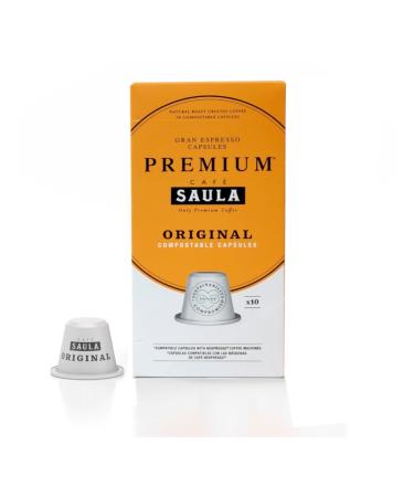 SAULA PREMIUM Saula Coffee Box of 10 Compostable Capsules Original Coffee Compatible with Nespresso