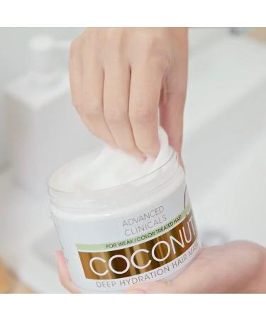 Coconut Deep Hydration Hair Mask - Advanced Clinicals 12 oz | Nourish & Revitalize - Buy Online on GoSupps.com