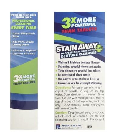 Stain Away Plus Denture Cleanser 5-Minute Fast Action 8.1oz - Pack of 2 | Effective Denture Cleaner - Buy Online on GoSupps.com