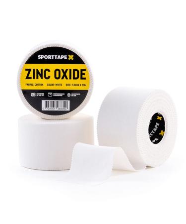 3 Rolls - SPORTTAPE Zinc Oxide Tape - 3.8cm x 10m - White Athletic Tape | Blister Prevention Tape - Ankle Foot Wrist and Hand | Rugby & Football Sports Strapping Tape & Boxing Tape for Hands 3.8cm x 10m - 3 Rolls - Buy Online on GoSupps.com