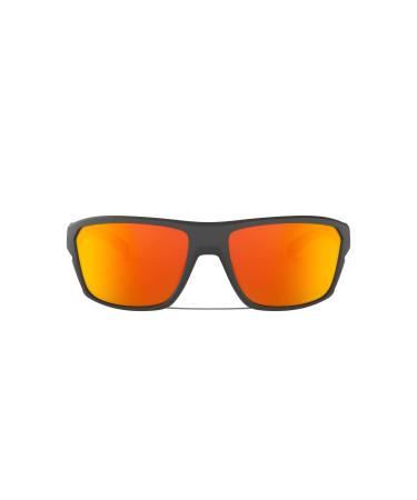 Oakley Men's OO9416 Split Shot Rectangular Sunglasses Matte Heather Grey/Prizm Ruby Polarized 64 Millimeters