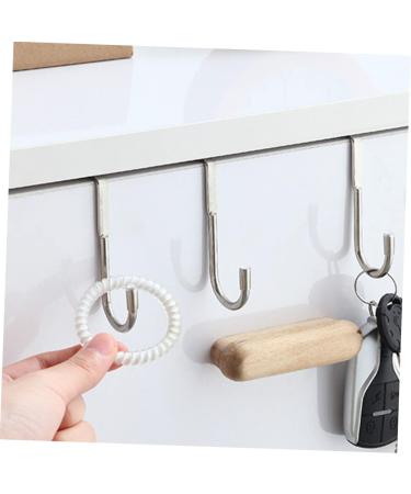 BELLIFFY 6pcs Kitchen Sundries Hooks Purse Wall Hook Overdoor Stainless Steel Cabinet Door Hanger 7.5X6.5CM Silver - Buy Online on GoSupps.com