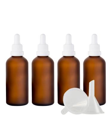 Zeoabsy 4 pieces 100 ml frosted brown las pipette bottle with white originality lock pipette ring empty clear glass bottle glass pipette drip bottles for essential oils aromatherapy 100ml brown