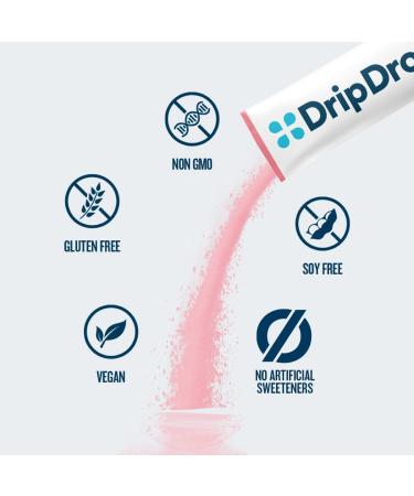 DripDrop Zero Sugar Plus - Sugar Free Hydration Packets - Single Serve Electrolytes Powder Drink Mix - Strawberry Kiwi Peach Cherry Limeade Wild Berry - Non-GMO Gluten Free Vegan - 16 Sticks Strawberry Kiwi Peach Che  - Buy Online on GoSupps.com