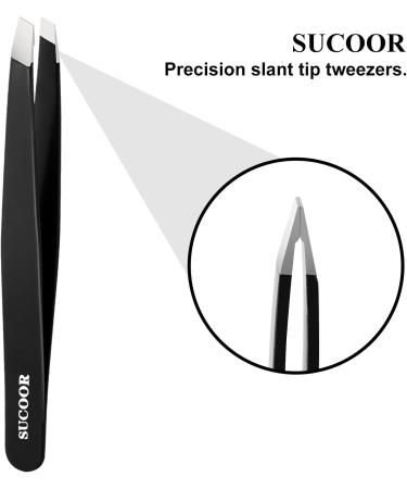 SUCOOR Professional Stainless Steel Inclined Tweezers for High Precision Hair Removal - Ideal for Men and Women, Ingrown Hair & Plucking - Easy to Carry Packaging (1 Pack) - Buy Online on GoSupps.com
