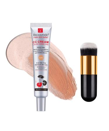 CC Cream Color Correcting Color Correcting CC Cream with Centella Asiatica and With SPF 25 Coverage Lightweight Foundation Boost Radiance Even Skin Tone Avoid Sun Damage (#1-Dark)