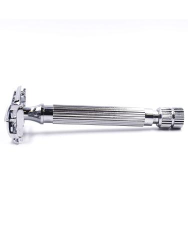 Parker Safety Razor Model 82R - Deluxe Chrome Heavyweight Twist-to-Open Butterfly Razor + 5 Double Edge Blades | International Shipping - Buy Online on GoSupps.com