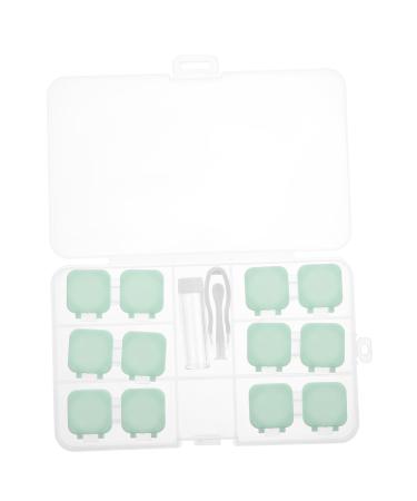 SOLUSTRE Box With 2 Sets Contact Lens Container Tool PP Travel Multipurpose Care Supplies Green 6x3x3cm