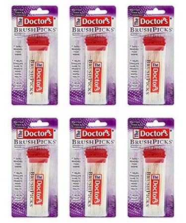 The Doctor's BrushPicks Interdental Toothpicks | 120-Picks per pack | (6-Pack) 120 Count (Pack of 6)