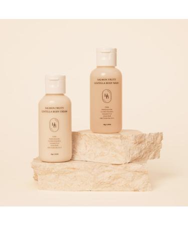 HEVEBLUE Salmon Fruity Centella Body Travel Kit - Body Cream & Body Wash Set Sensitive Skin Korean Bodycare Hypoallergenic Allergen-free Salmon PDRN Travel Size Bodycare Set - Buy Online on GoSupps.com