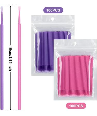 200pcs Disposable Micro Applicator Brushes for Eyelash Extension - Pink and Purple - Buy Online on GoSupps.com