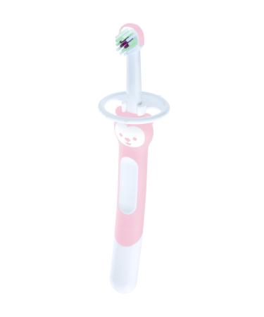 MAM Baby toothbrush extra long handle ergonomic and non-slip ideal for first teeth with safety protection very small brush head and extra soft bristles pink 1 piece