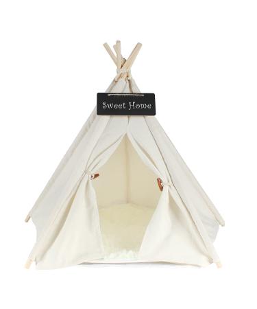 Pet Teepee Dog & Cat Bed - Dog Tents & Pet Houses with Cushion & Blackboard, Chalk