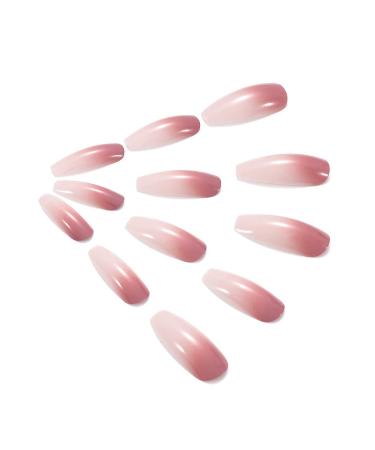 Brishow Pink White Gradient Press On Nails | Ballerina Acrylic Full Cover 24 Pieces for Women & Girls - Buy Online on GoSupps.com