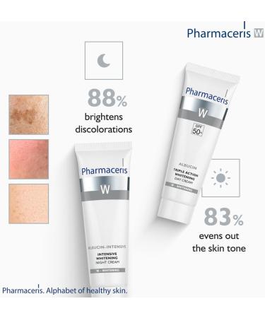 Pharmaceris W Albucin Triple Action Whitening Day Cream SPF 50 Cream for Discolored Skin UV Protection 4% Niacinamide Vitamin E - 30 ml - Buy Online on GoSupps.com