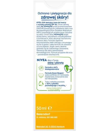  NIVEA SUN NIVEA SUN Mattifying UV Face Cream with High Protection SPF50 50ml - Buy Online on GoSupps.com