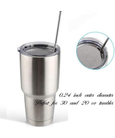Stainless Steel Straws Set with 10 Straight Reusable Drinking Straws for 30oz and 20oz Tumblers - Includes 2 Cleaning Brushes - Buy Online on GoSupps.com