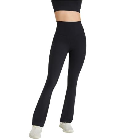 ESCBUKI High Waist Flare Yoga Pants for Women - Tummy Control Sweatpants for Gym Workout - Small Black - Buy Online on GoSupps.com
