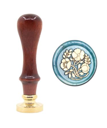 YOLAKIS Flower Wax Seal Stamp Flower Seal Stamp Retro Wood Sealing Stamp for Wedding Envelopes Invitation Decoration (Flowers)