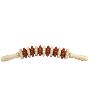 Massage roller wood back massage device massage roller massage device with handle fascia roller after sports and yoga anti -cellulite massage device Suitable for neck legs back body natural wood color