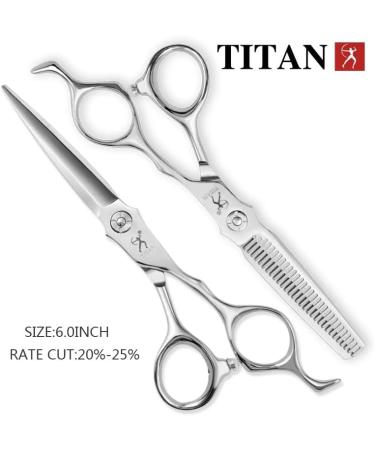 Titan Scissors Set | Thinning Scissors | Titanium Coating Hair Cutting Japanese Style Scissors | Proffesional Barbering Scissors | Sharp Edge | Hand Made Steel 6" inch - Buy Online on GoSupps.com