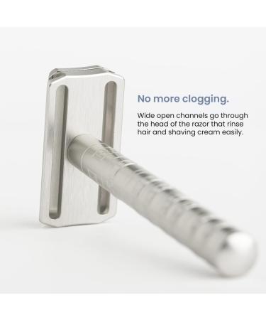 Henson Shaving Razor - Steel Blue Double Edge Safety Razor | 5 Spare Blades & 30 Precision | Reusable for Men & Women - Buy Online on GoSupps.com
