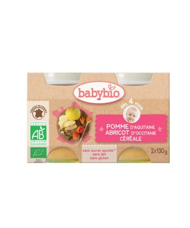 Babybio pomme abricot c r ale d s 4 mois 2x130g