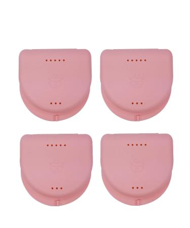 Dentosmile Dental Orthodontic Retainer/Aligner Case/Box/Mouth Guard and Denture Storage in Pink Colour (Pack of 4)