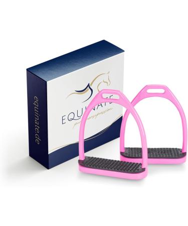 Equinate Stirrups Midway 12cm Pink - Anti-Slip Rubber Tread for Adults & Children - Set of 2 - International Shipping - Buy Online on GoSupps.com