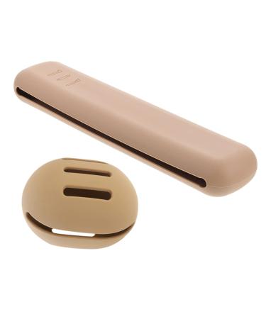 Healeved 1set Powder Puff Storage Box Sucker Miss Silica Gel Cosmetics Khaki 20X4.8CM