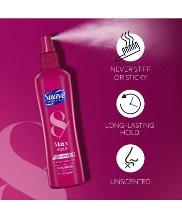 Suave Unscented Max Hold Hairspray 11 Oz (Pack of 6) - Strong Hold Formula - Buy Online on GoSupps.com