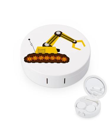 Caterpillar Crane Round Case For Contact Lens Kit Storage Box with Mirror Printed