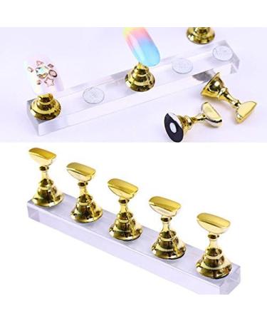 ciyeu New Magnetic Acrylic Manicure Tools Nail Practice Hand Nail Exercises Pedestal Nail Supplies Nail Tips Display Stand gold - Buy Online on GoSupps.com