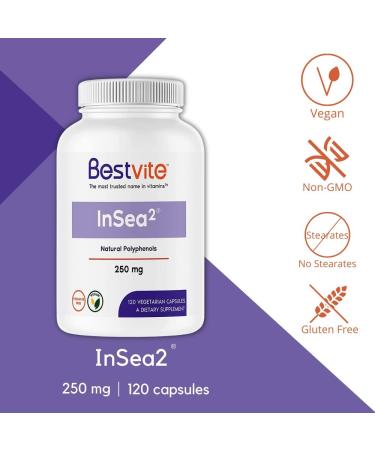 Bestvite InSea2 250mg (120 Veg Caps) - Clinically Researched - Vegan & Non GMO - Gluten Free - Buy Online on GoSupps.com