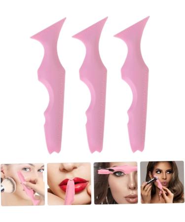 Mikinona 3pcs Silicone Beauty Ruler Eyeliner Pencil Eyeshadow Stencils Aid Makeup Guide Stencils Puzzle Bevel 15X4.15CM Pink-2 - Buy Online on GoSupps.com