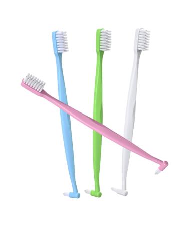 Minkissy 4 pieces double -sided toothbrush manual conical toothbrush details cleaning toothbrush double sided brush travel toothbrush travel toothbrush cone toothbrushes for the household
